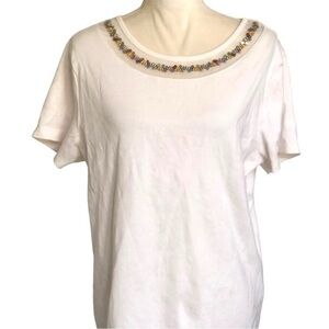 Rafella White Beaded TopSize XXL